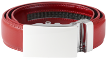 Load image into Gallery viewer, NO HOLE RACHET BELT WITH EMBROIDERED INITIALS OR PLAIN, SMOOTH BUCKLE