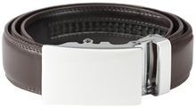 Load image into Gallery viewer, NO HOLE RACHET BELT WITH EMBROIDERED INITIALS OR PLAIN, SMOOTH BUCKLE