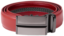 Load image into Gallery viewer, NO HOLE RACHET BELT WITH EMBROIDERED INITIALS OR PLAIN, SPLIT DESIGN BUCKLE
