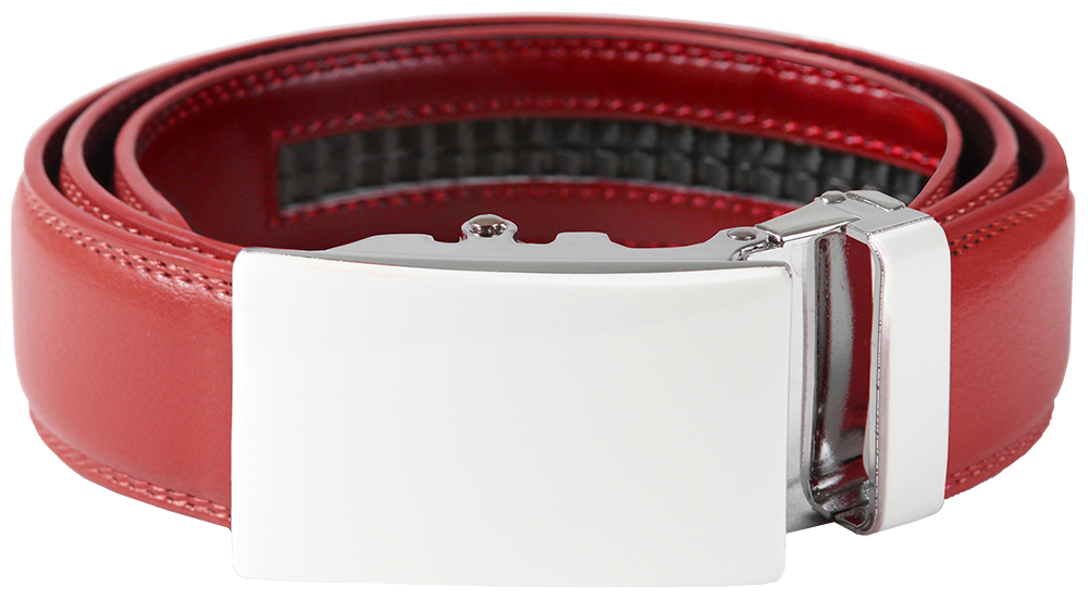 Barry.Wang Men's Ratchet Belt - Genuine Leather With Designer Buckle, Adjustable, Trim To Fit (Brown/Red, 130cm) 13 thumbnail image
