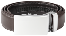 Load image into Gallery viewer, NO HOLE RACHET BELT WITH EMBROIDERED INITIALS OR PLAIN, SMOOTH BUCKLE
